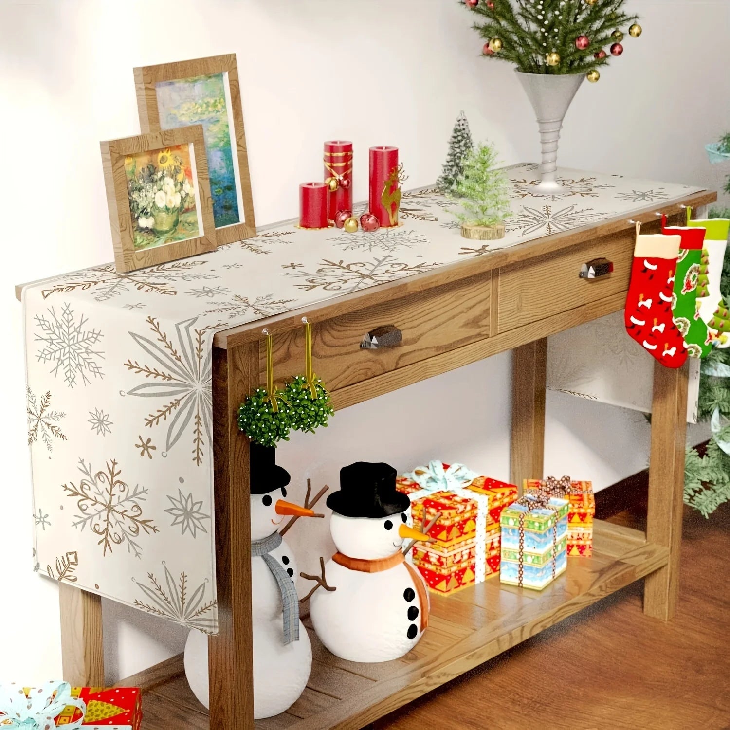 Decoração de Natal Corredores de Mesa Flocos de Neve - Natal Morada