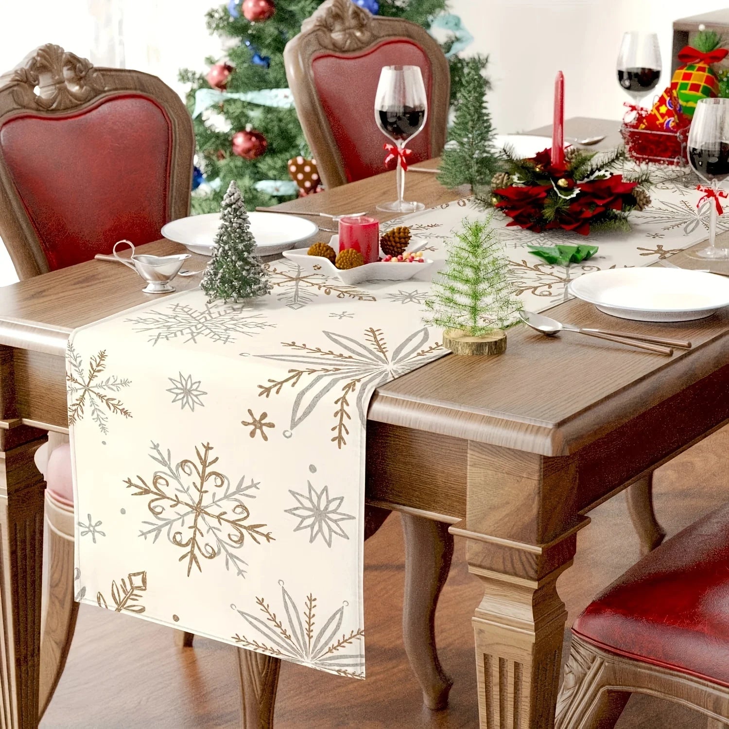 Decoração de Natal Corredores de Mesa Flocos de Neve - Natal Morada