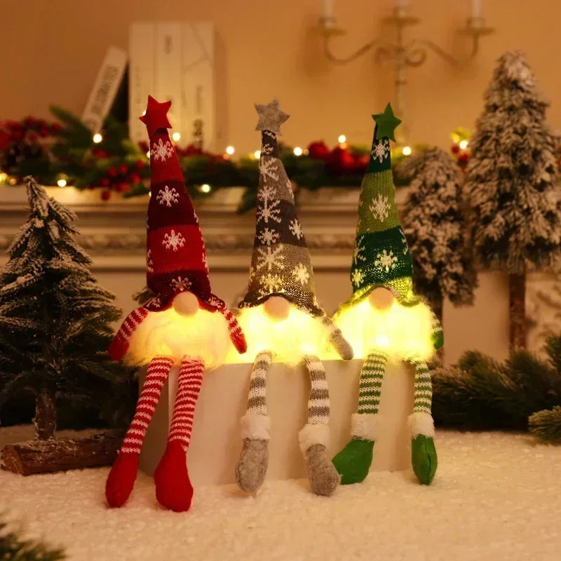 Decoração de Natal Fofo Gnomos com Luzes Natalina