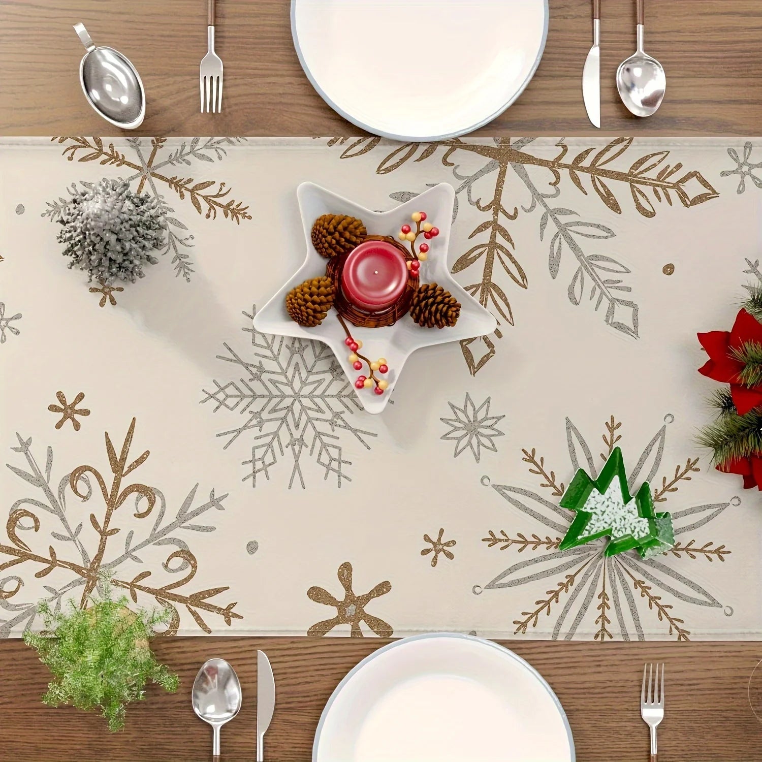 Decoração de Natal Corredores de Mesa Flocos de Neve - Natal Morada