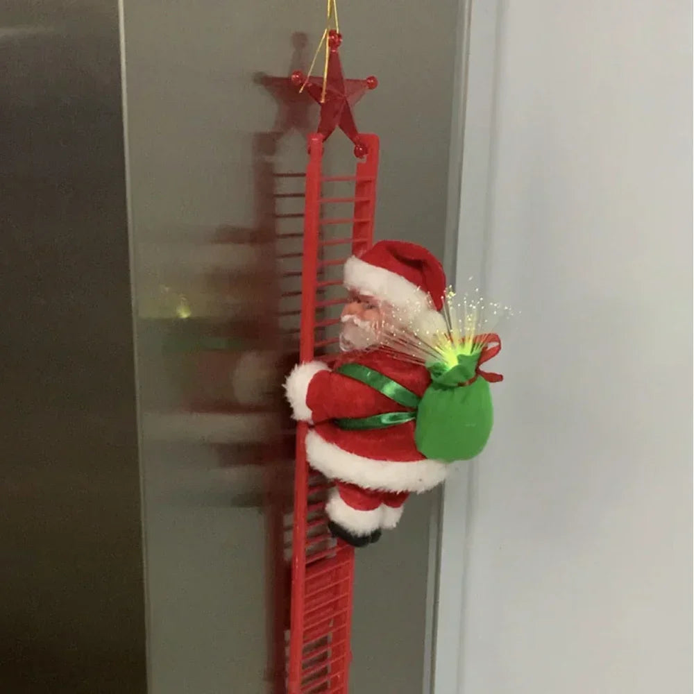 Decoração de Natal Papai Noel descendo pelas Escadas