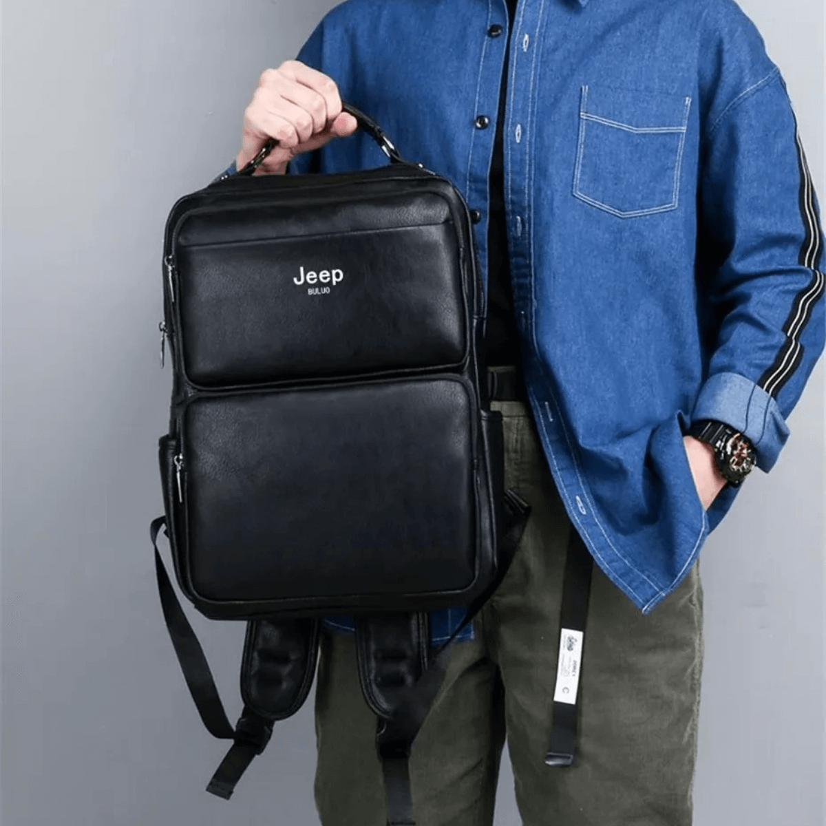Mochila Executiva para Notebook Em Couro Jeep