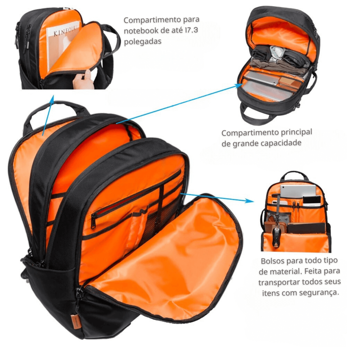 Mochila Levi Para Notebook Impermeável - Grande Capacidade