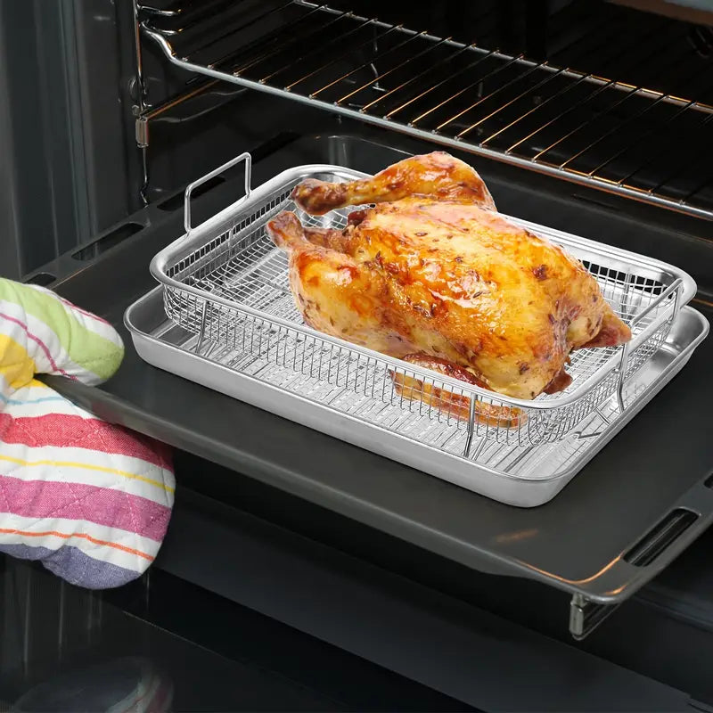 Cesto de Fritura de Batatas em Aço Inoxidável - Cesto para Fritadeira &  para Forno