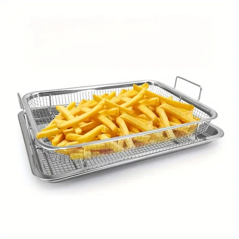 Cesto de Fritura de Batatas em Aço Inoxidável - Cesto para Fritadeira &  para Forno