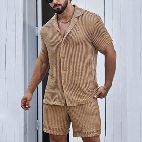 Conjunto Masculino Cubano com Malha Oca - Estilo Praia