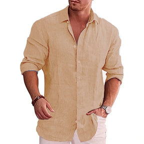 Camisa Masculina Praiana de Linho de Algodão