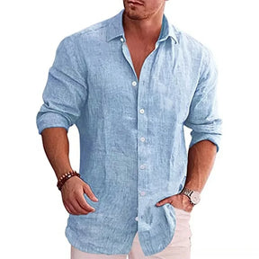 Camisa Masculina Praiana de Linho de Algodão