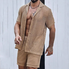 Conjunto Masculino Cubano com Malha Oca - Estilo Praia