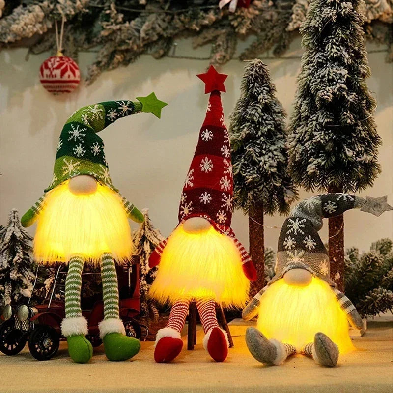 Decoração de Natal Fofo Gnomos com Luzes Natalina