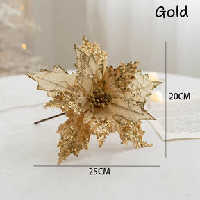 Decoração de Natal Grandes Flores Artificiais de Glitter - 50pçs - Natal Morada