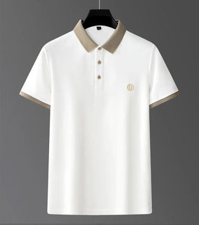 Camisa Masculina Polo U Bordada com Fio Dourado