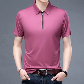 Camisa Masculina Polo de seda Gelo Gola em V