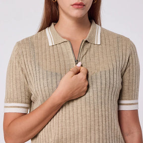 Camisa Feminina Polo Clássica de Malha Pulôver