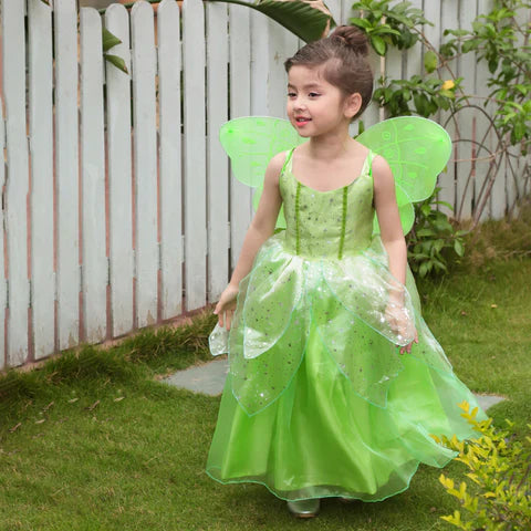 Vestido Fantasia Sininho Tinker Bell com Acessórios de Brinde Loja Morada