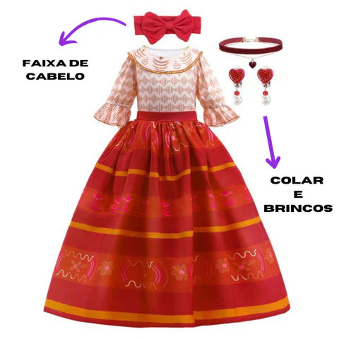 Vestido Fantasia Dolores Madrigal - Encanto com Brindes Loja Morada