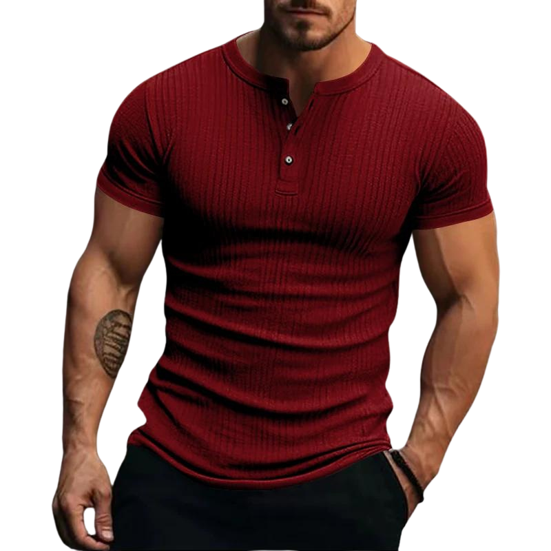 Camisa  Masculina Casual Simples Gola Redonda Com Botões