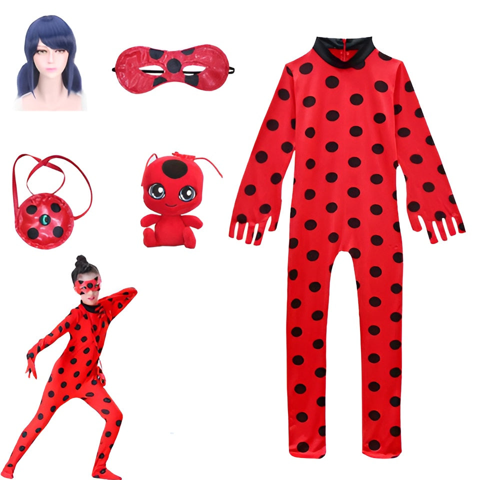 Fantasia Ladybug Com Peruca e Acessório de Brinde - Promoção de Inverno Julho - Loja Morada