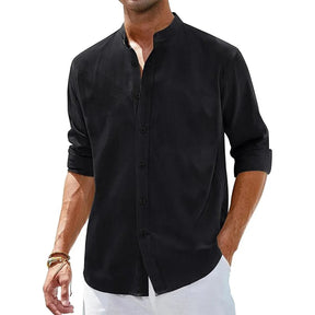 Camisa Masculina de Linho Gola Henley