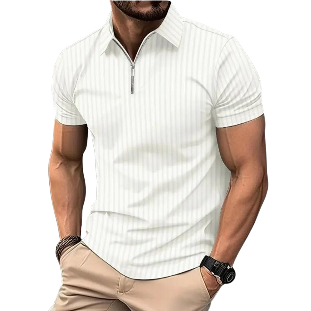 Camisa Masculina Justa  Polo Gola Com Zíper