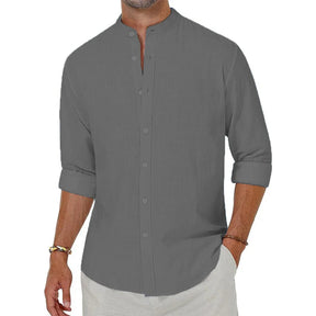 Camisa Masculina de Linho Gola Henley