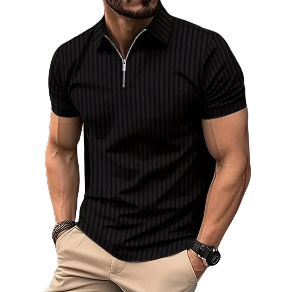 Camisa Masculina Justa  Polo Gola Com Zíper